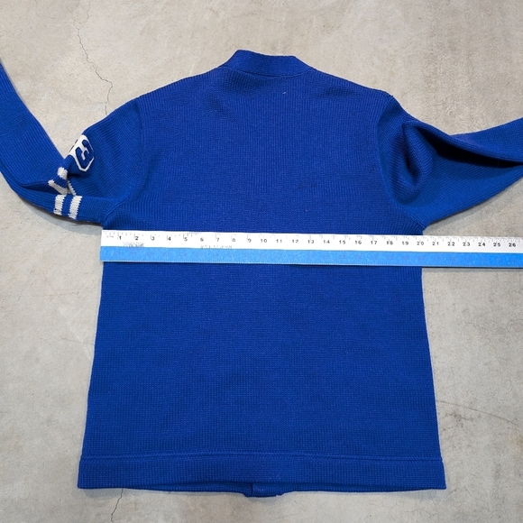 VTG 50s Nelson Knitting Mills Letterman Sweatshirt Blue Flaws Adult - Picture 9 of 11